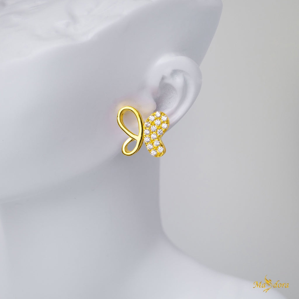 Masdora Sparkling Fluttering Butterfly Stud Earring(Emas 916)