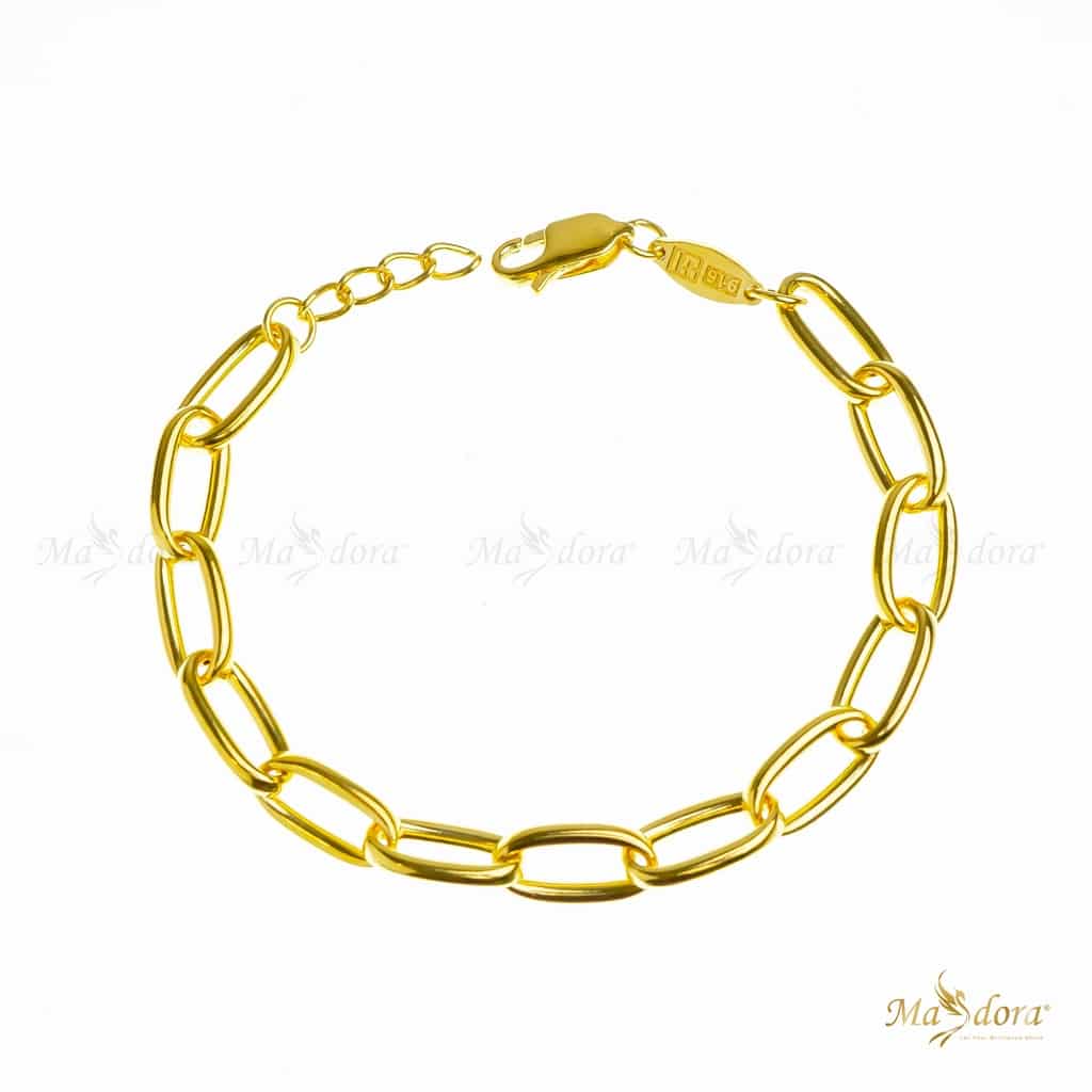 MASDORA Oval Link Chain (Plain) Paperclip Bracelet (Emas 916)