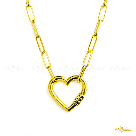 Sincero Amore (Sincere Love) Paperclip Necklace (Emas 916)
