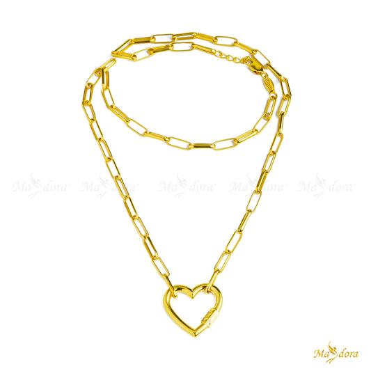 Sincero Amore (Sincere Love) Paperclip Necklace (Emas 916)