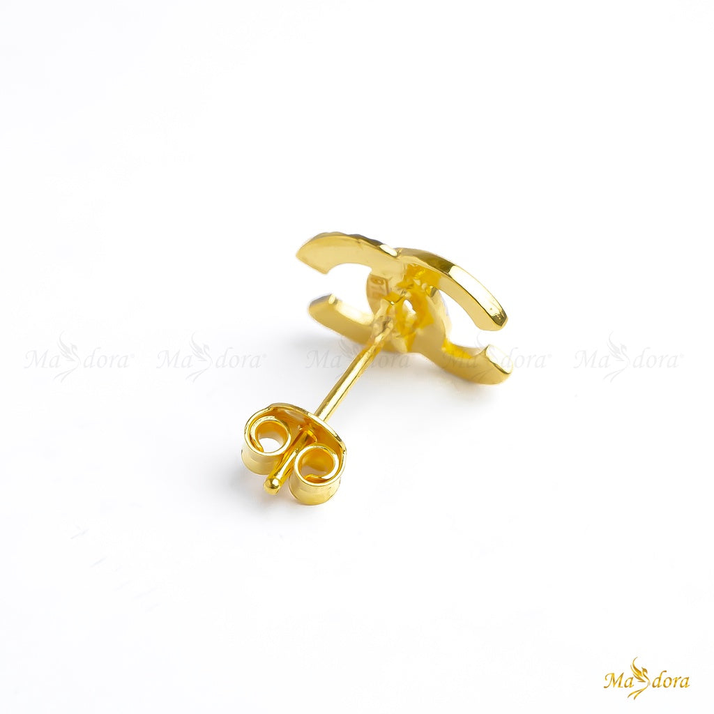 Exclusive Golden CC Stud Earrings (2C) (Emas 916)