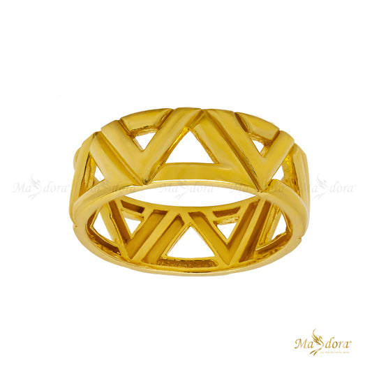 Golden Fancy V Solid Ring Emas 916
