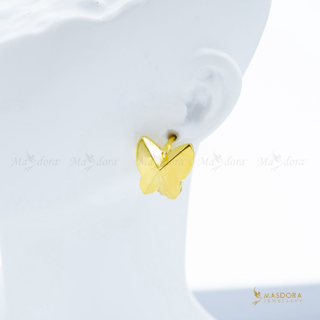 Emirates Star Golden Papillon Hoop Earring (Emas 916)